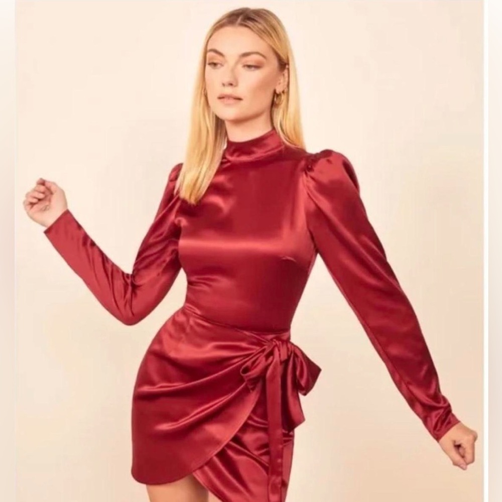 Reformation Elegant Red Silk Dress